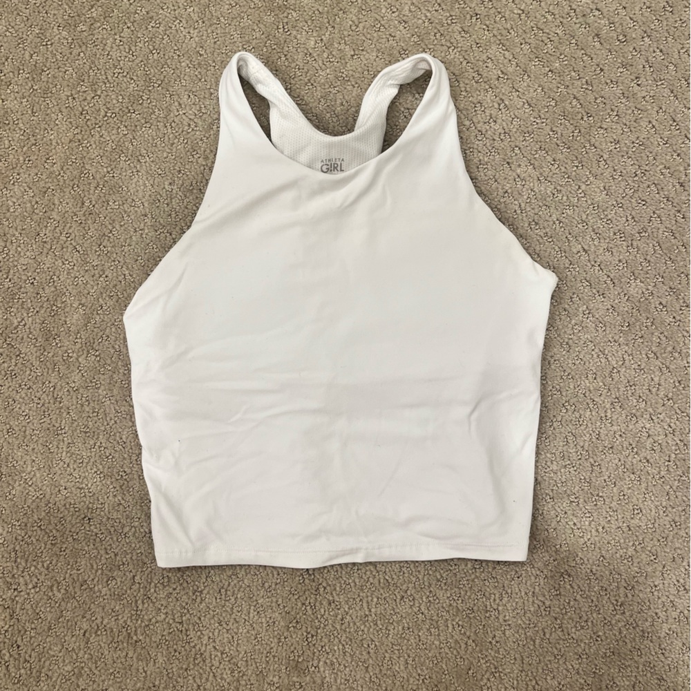 Athleta White Mesh Racerback Tank